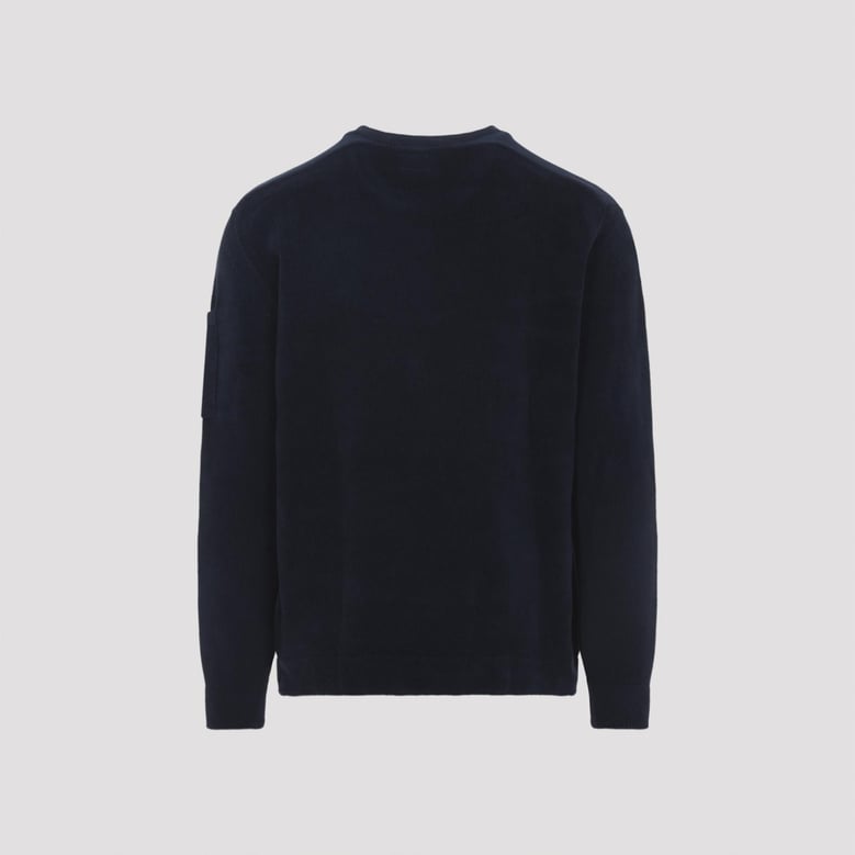 navy blue crewneck lens cotton pullover by Selfnex