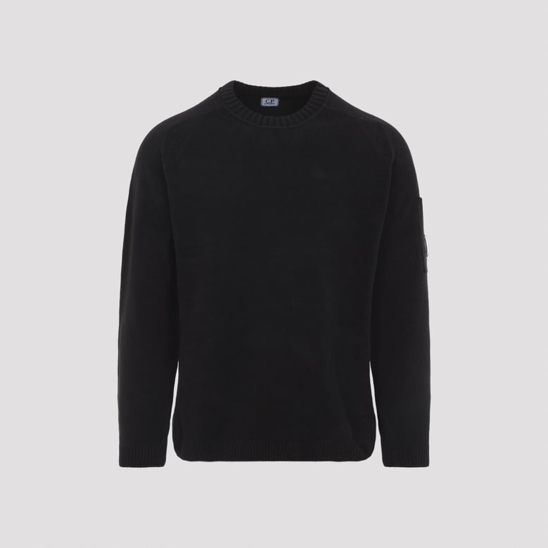 black crewneck lens cotton pullover by Selfnex