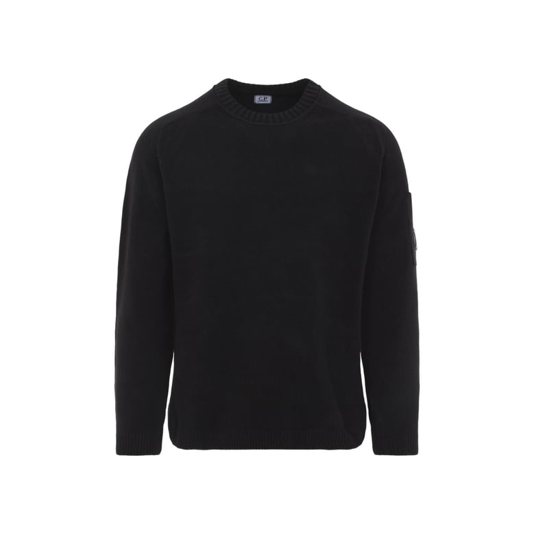 black crewneck lens cotton pullover by Selfnex