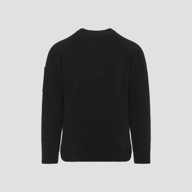 black crewneck lens cotton pullover by Selfnex