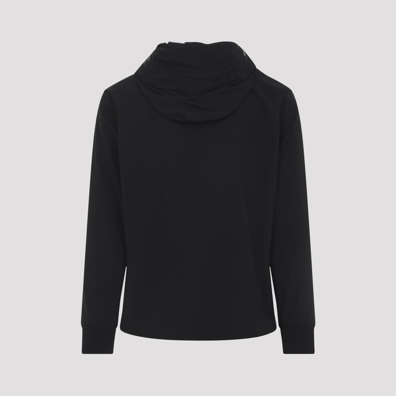 black shell-r goggle polyester jacket by Selfnex