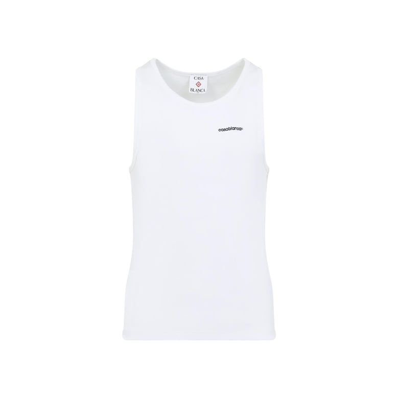 white ribbed cotton tank top by Selfnex