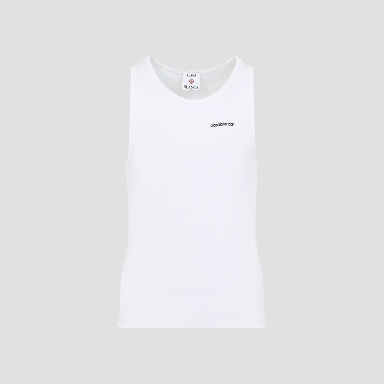 white ribbed cotton tank top by Selfnex
