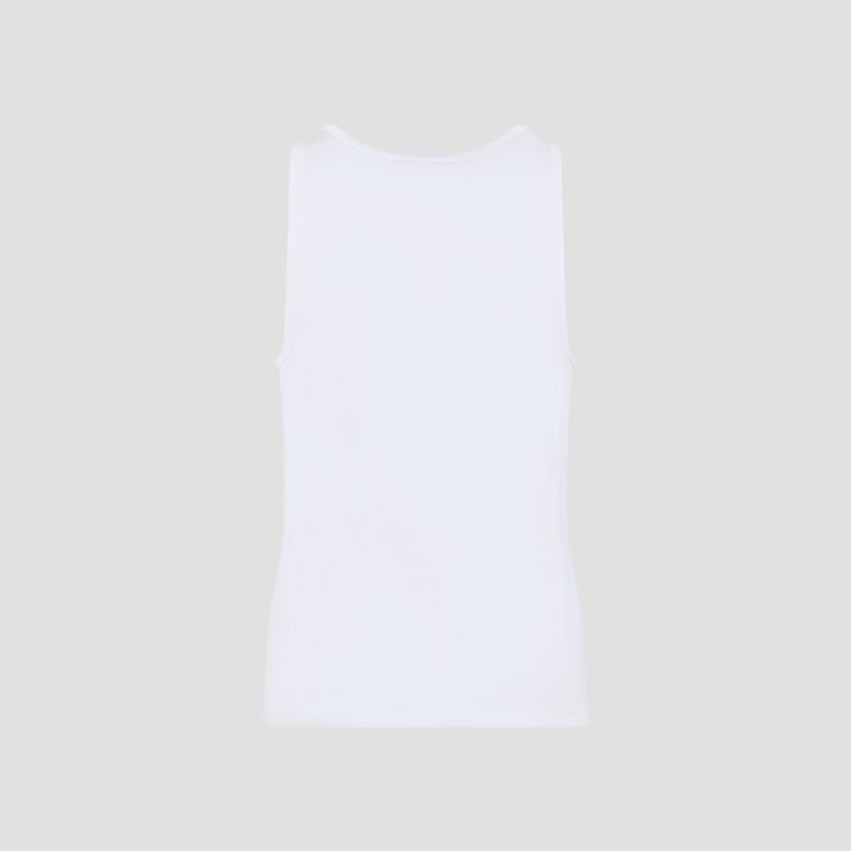 white ribbed cotton tank top by Selfnex