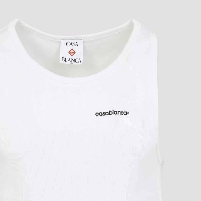white ribbed cotton tank top by Selfnex
