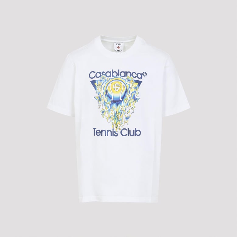 white tennis club icon cotton t-shirt by Selfnex