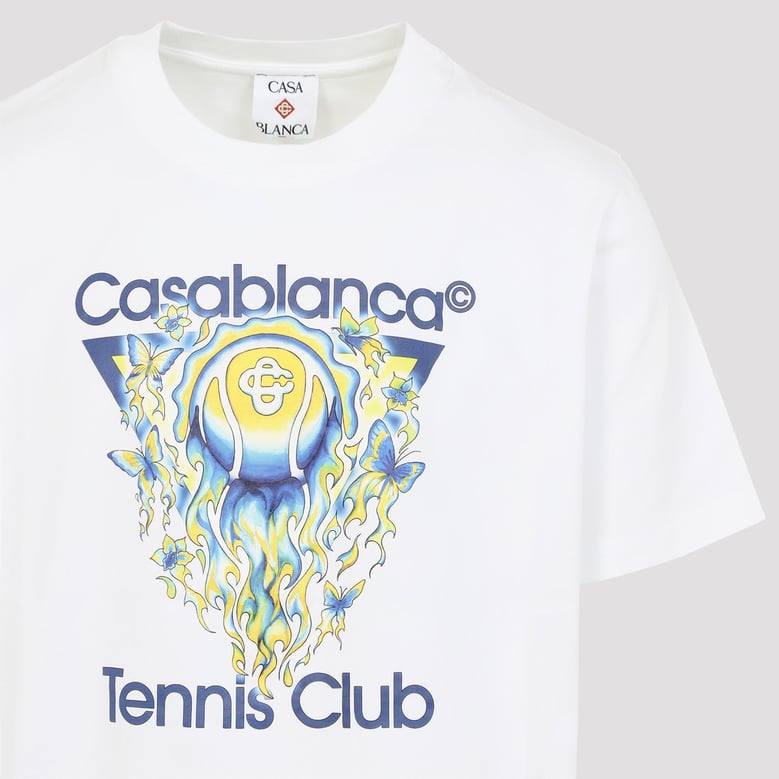 white tennis club icon cotton t-shirt by Selfnex