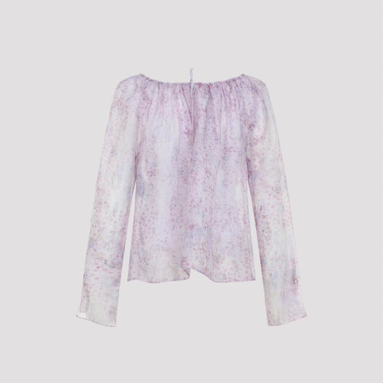 printed organza blouse by Selfnex