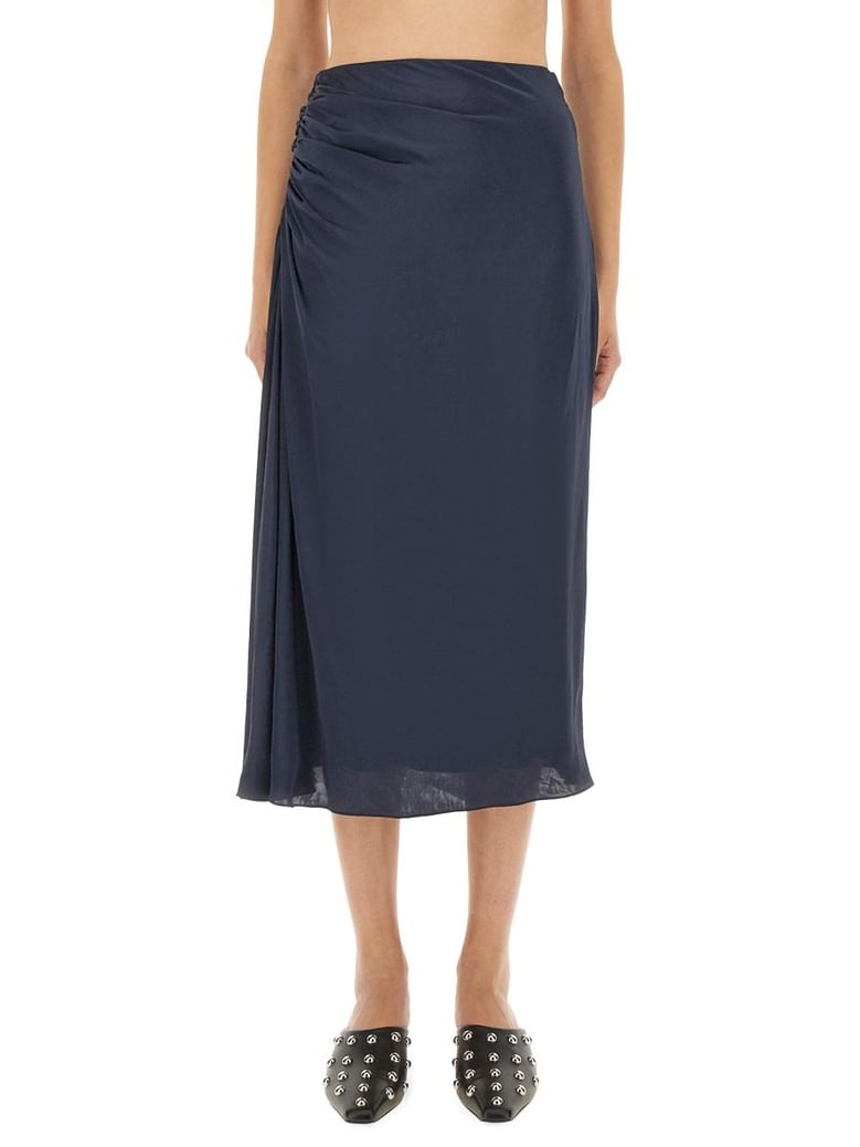 draped midi skirt by Selfnex