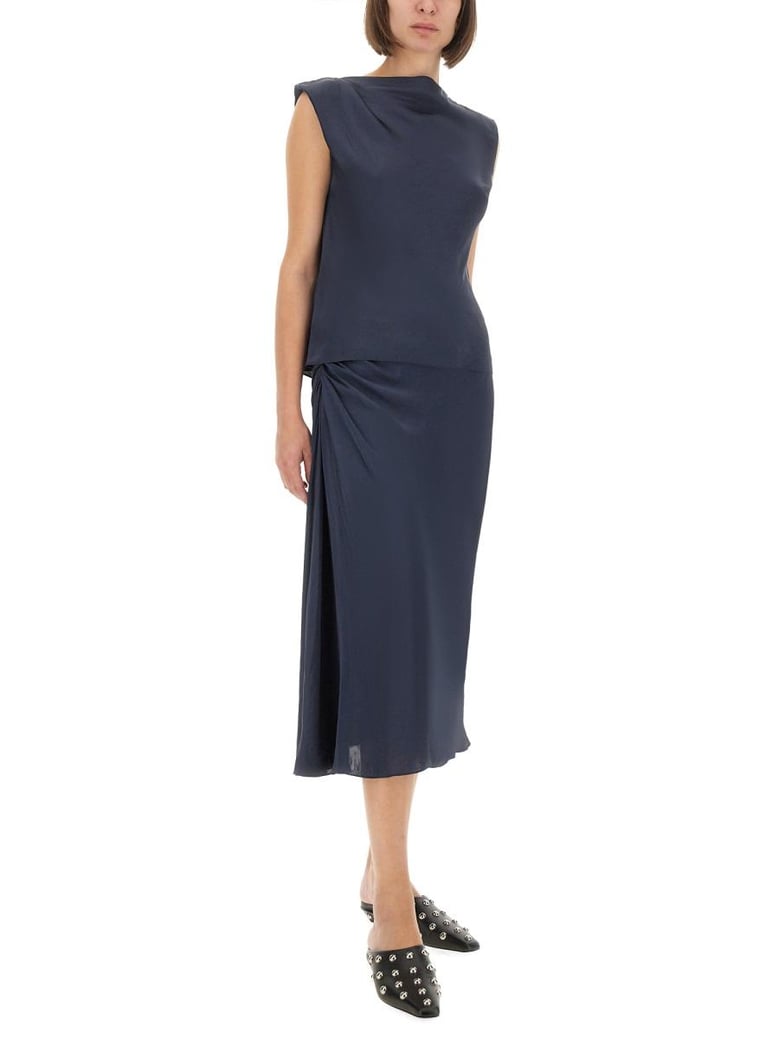 draped midi skirt by Selfnex