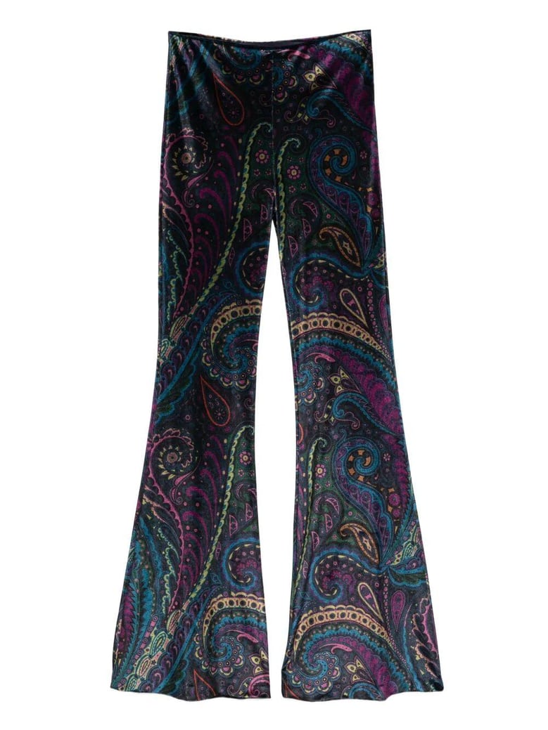 paisley-print flared viscose trousers by Selfnex