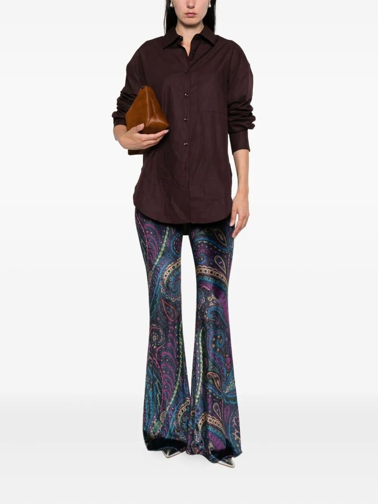 paisley-print flared viscose trousers by Selfnex