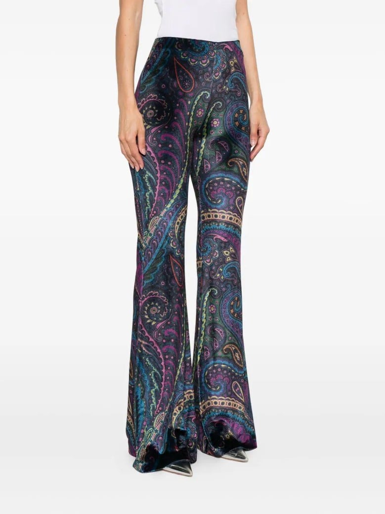 paisley-print flared viscose trousers by Selfnex