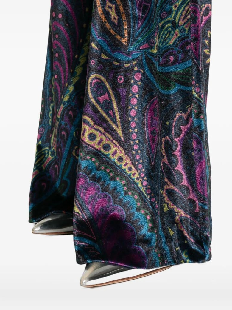 paisley-print flared viscose trousers by Selfnex