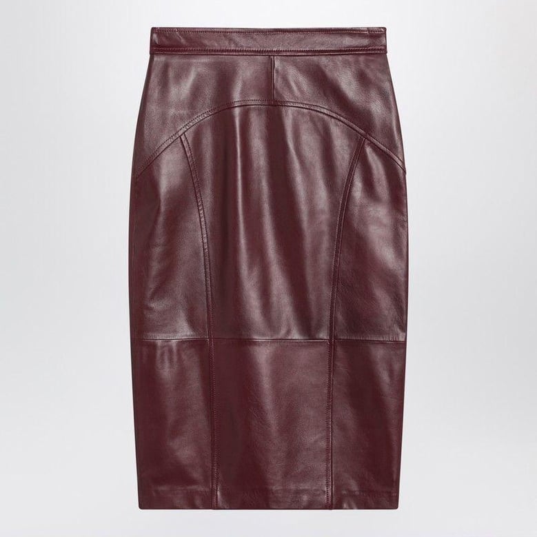 bordeaux pencil skirt in nappa leather by Selfnex