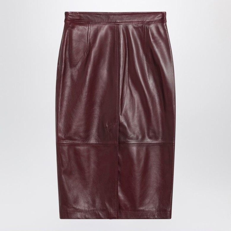 bordeaux pencil skirt in nappa leather by Selfnex