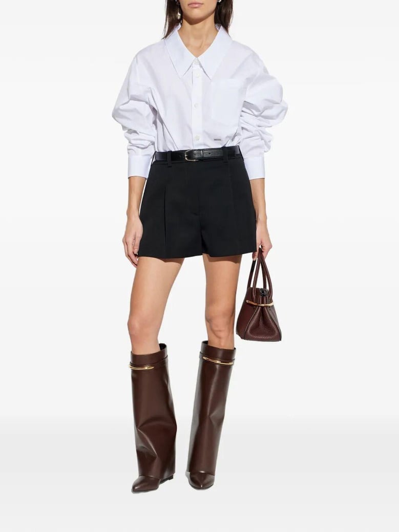 wool pleated shorts by Selfnex