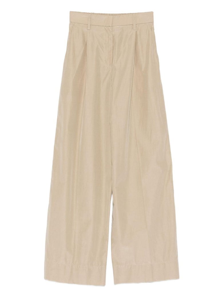 beige polyester cotton trousers by Selfnex