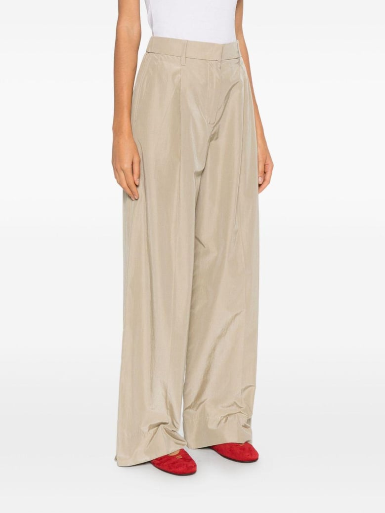 beige polyester cotton trousers by Selfnex