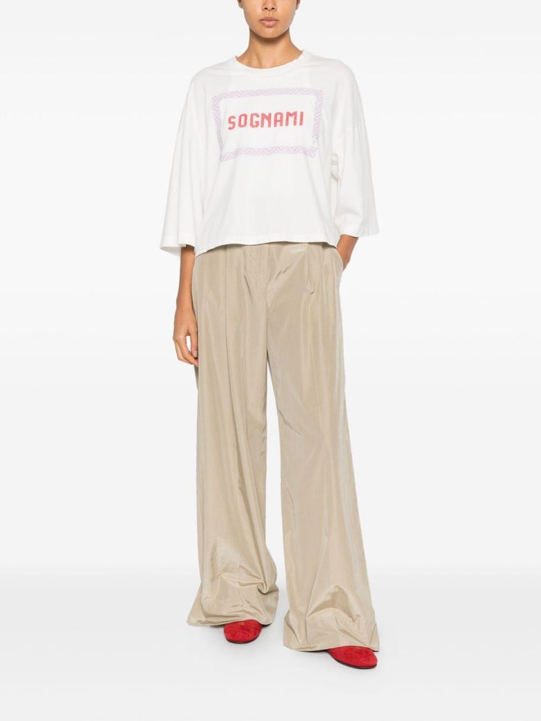 beige polyester cotton trousers by Selfnex
