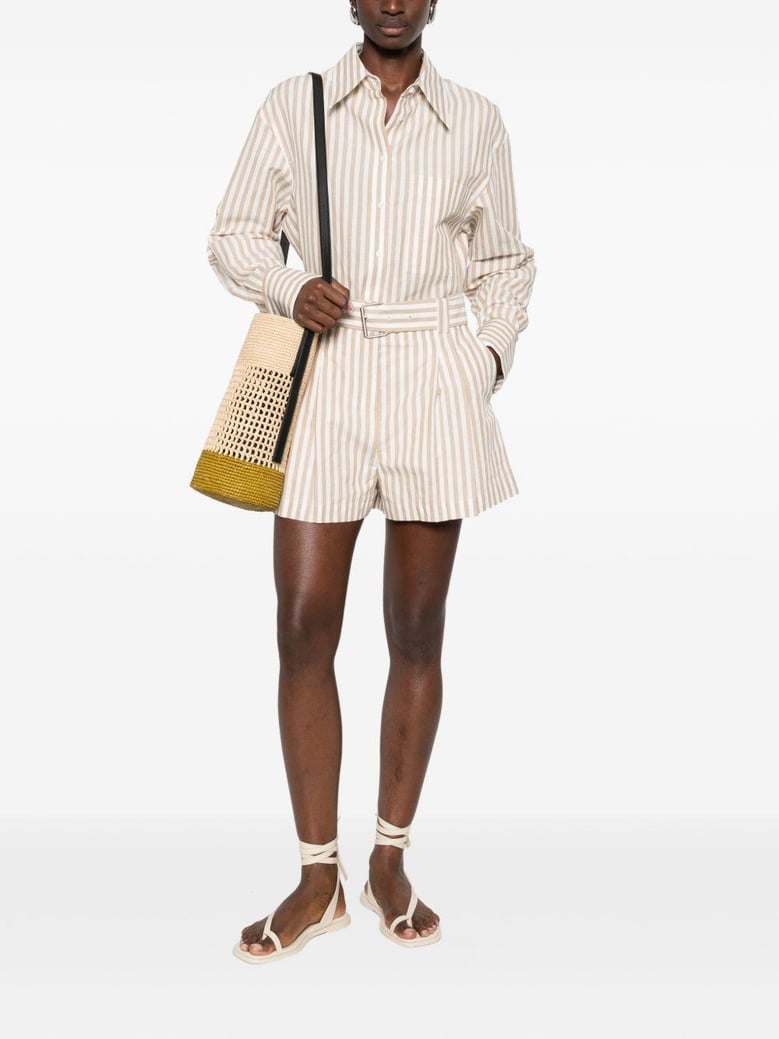 anemone striped cotton shorts by Selfnex