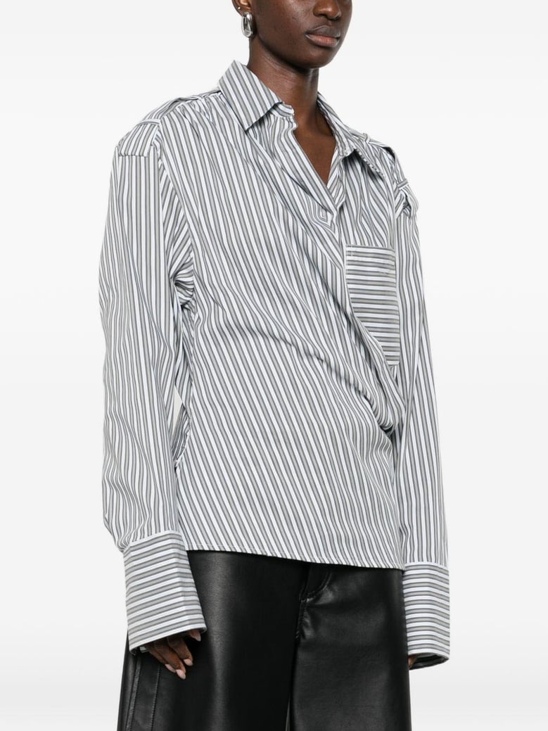 lace striped cotton shirt by Selfnex