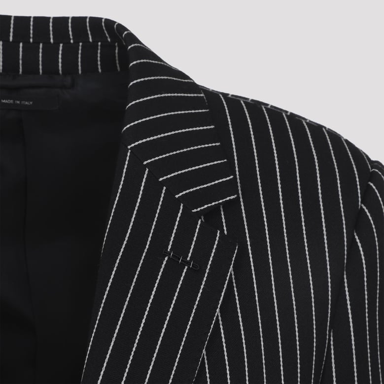 striped wool barathea jacket by Selfnex