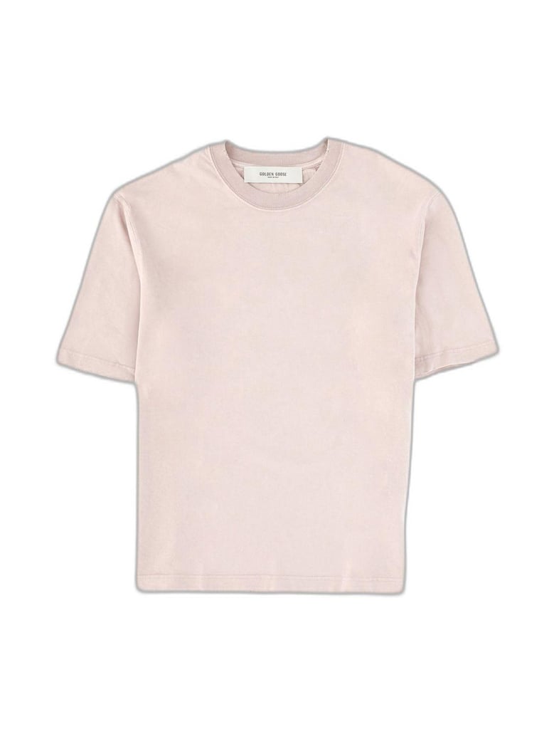 pink tshirt with reversed logo lettering on the back by Selfnex