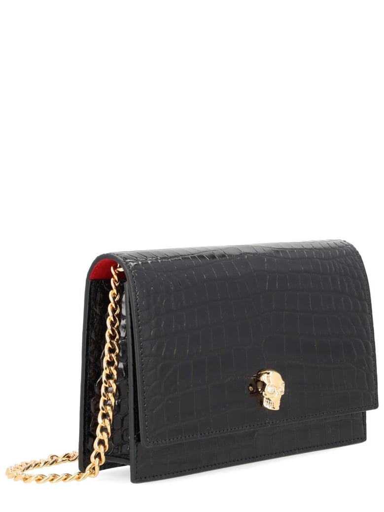 black leather and brass handbag by Selfnex