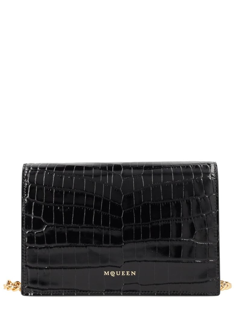 black leather and brass handbag by Selfnex