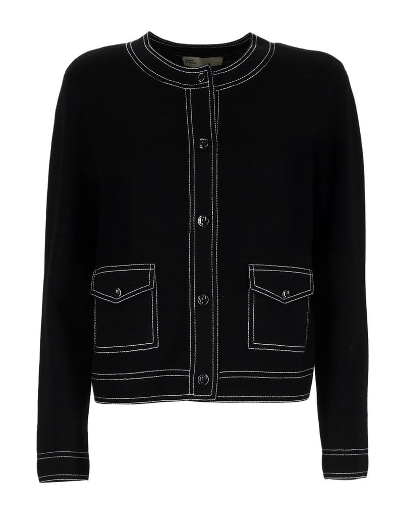 topstitched cardigan by Selfnex