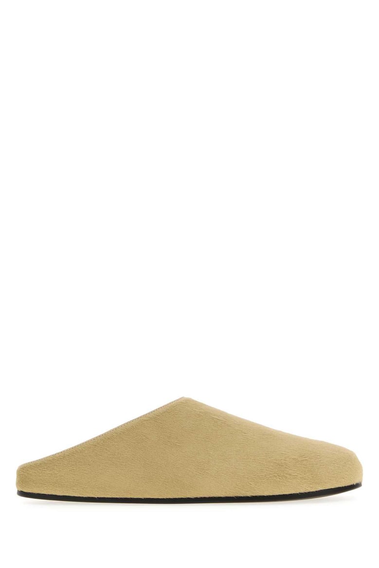 beige calf hair hudson slippers by Selfnex
