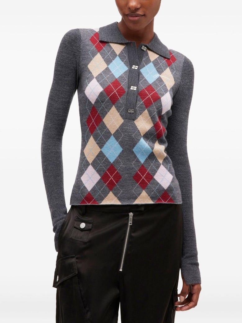 ribbed polo-neck top by Selfnex