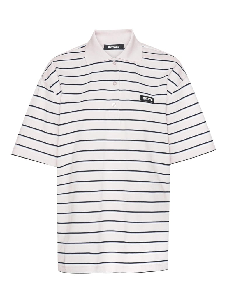 rotate striped organic-cotton jersey polo by Selfnex