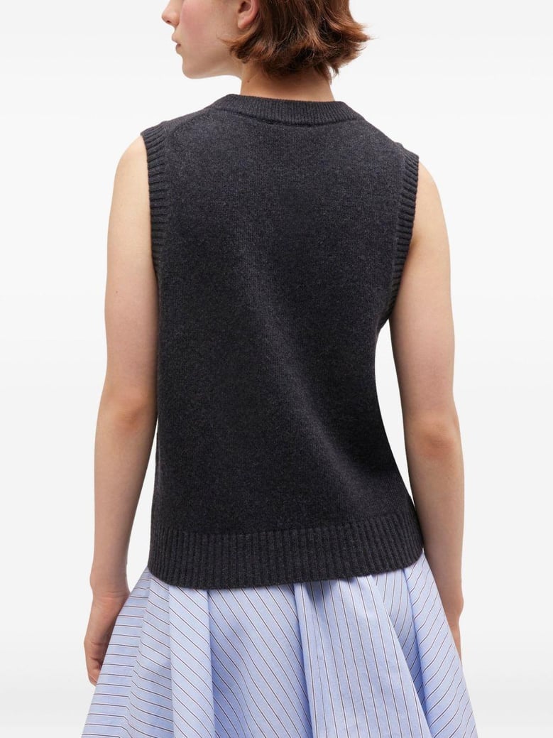 dark grey rose wool vest by Selfnex