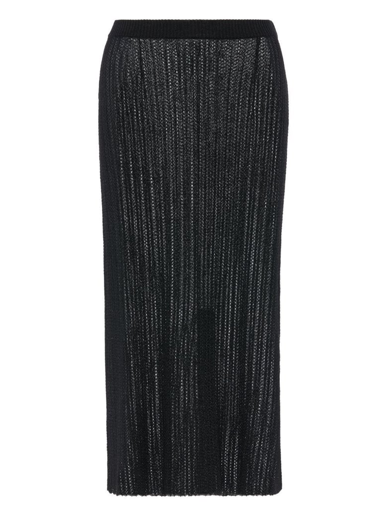 ribbed knit midi skirt by Selfnex