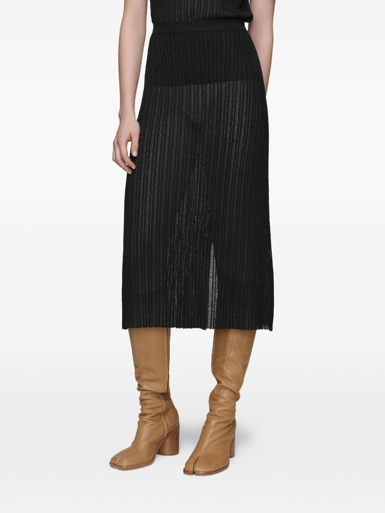 ribbed knit midi skirt by Selfnex