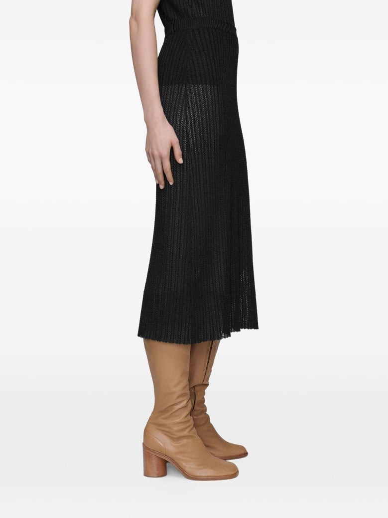 ribbed knit midi skirt by Selfnex