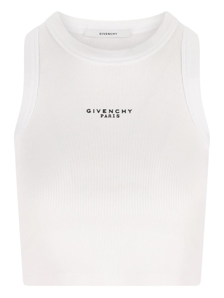 cotton cropped tank top with givenchy paris print by Selfnex