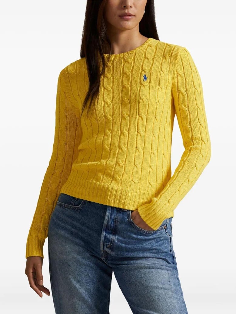 cable-knit slim fit cotton crewneck jumper by Selfnex