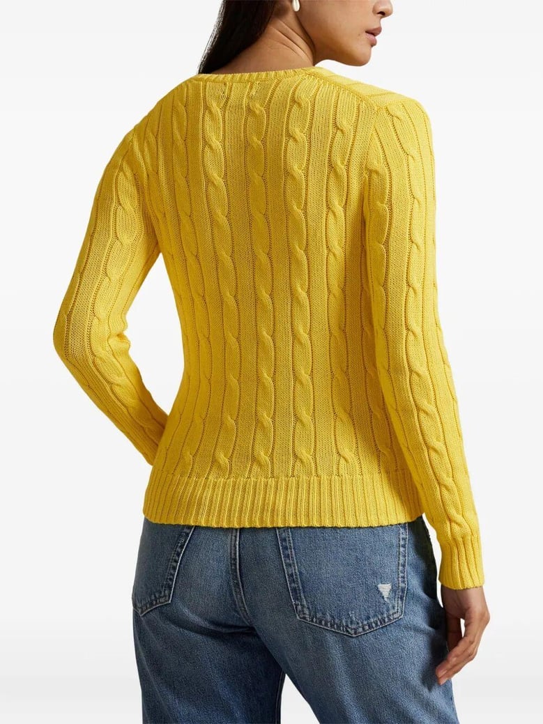 cable-knit slim fit cotton crewneck jumper by Selfnex