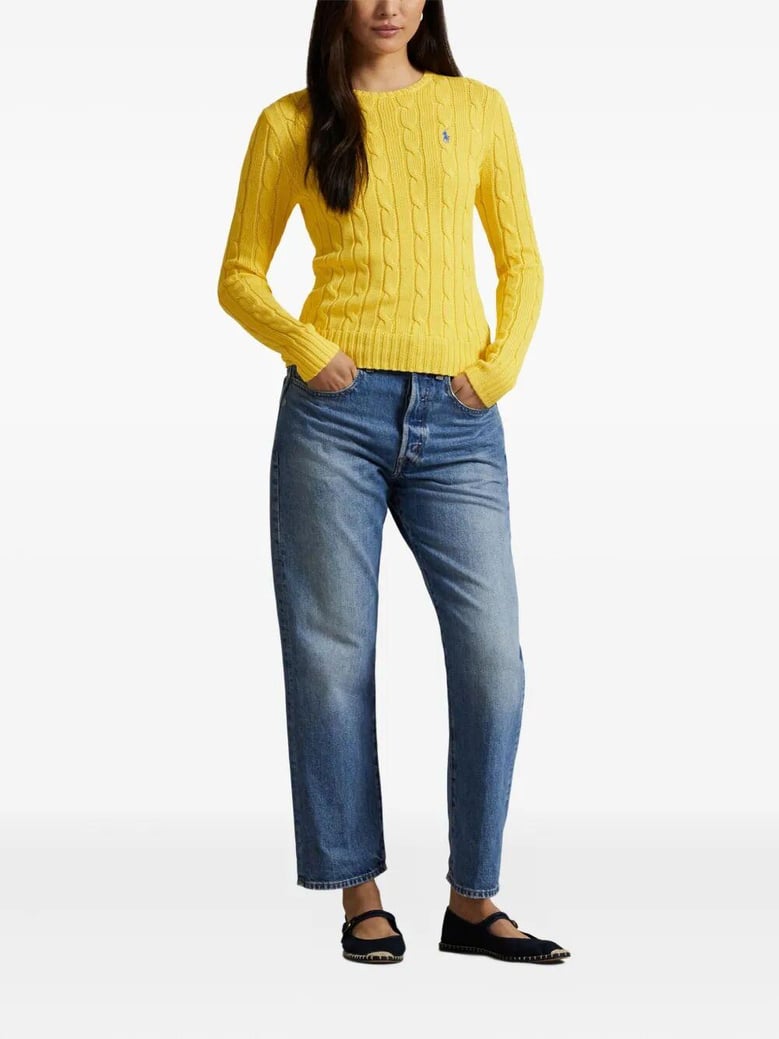 cable-knit slim fit cotton crewneck jumper by Selfnex