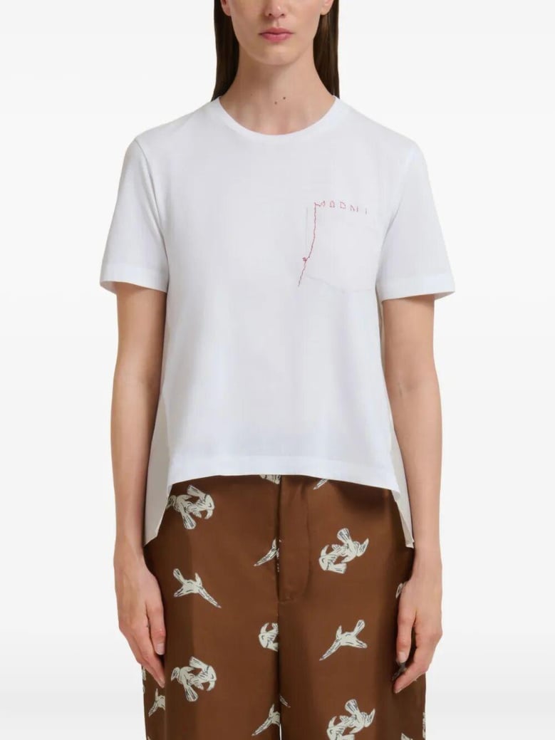 cotton t-shirt with embroidered marni logo by Selfnex