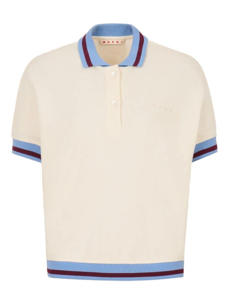 striped details cotton piqué polo shirt by Selfnex