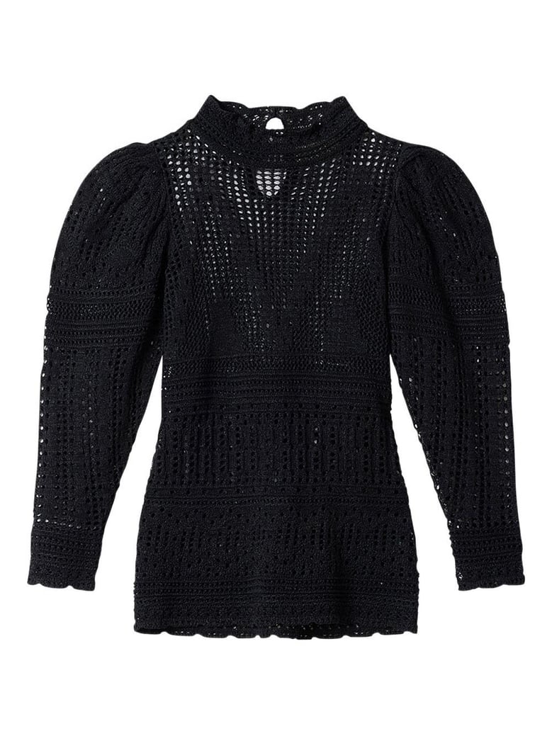 dahara black openwork knit top by Selfnex