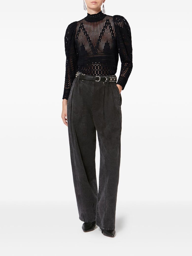 dahara black openwork knit top by Selfnex