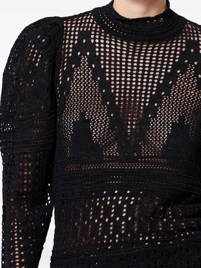 dahara black openwork knit top by Selfnex
