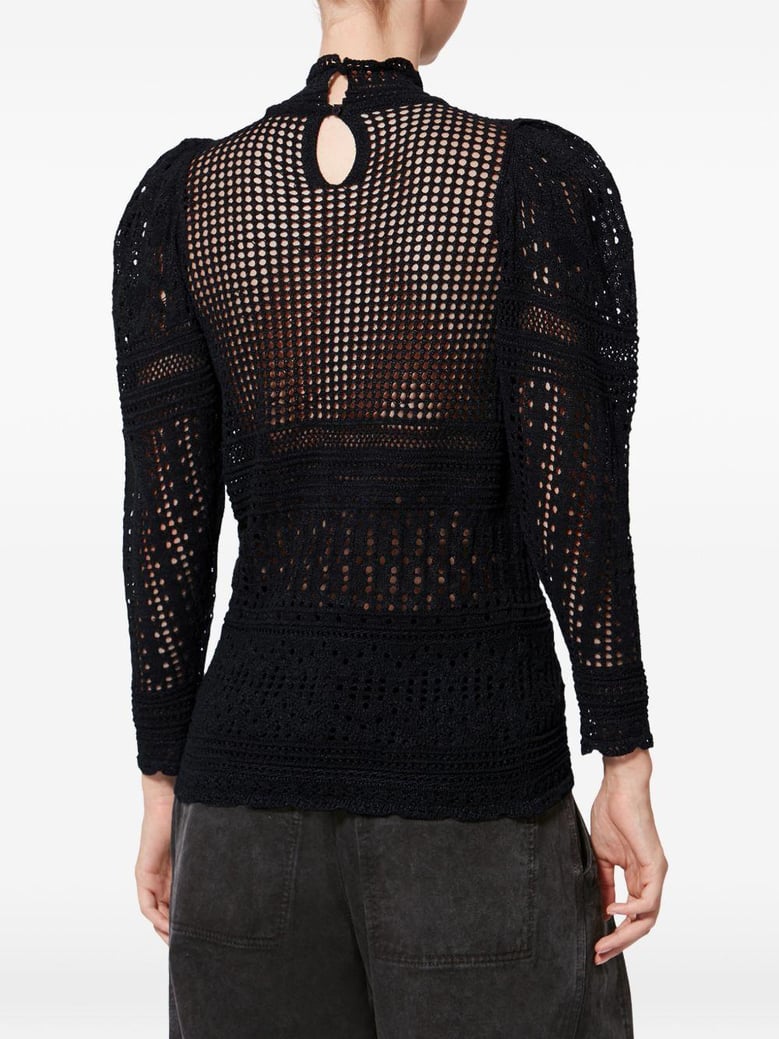 dahara black openwork knit top by Selfnex