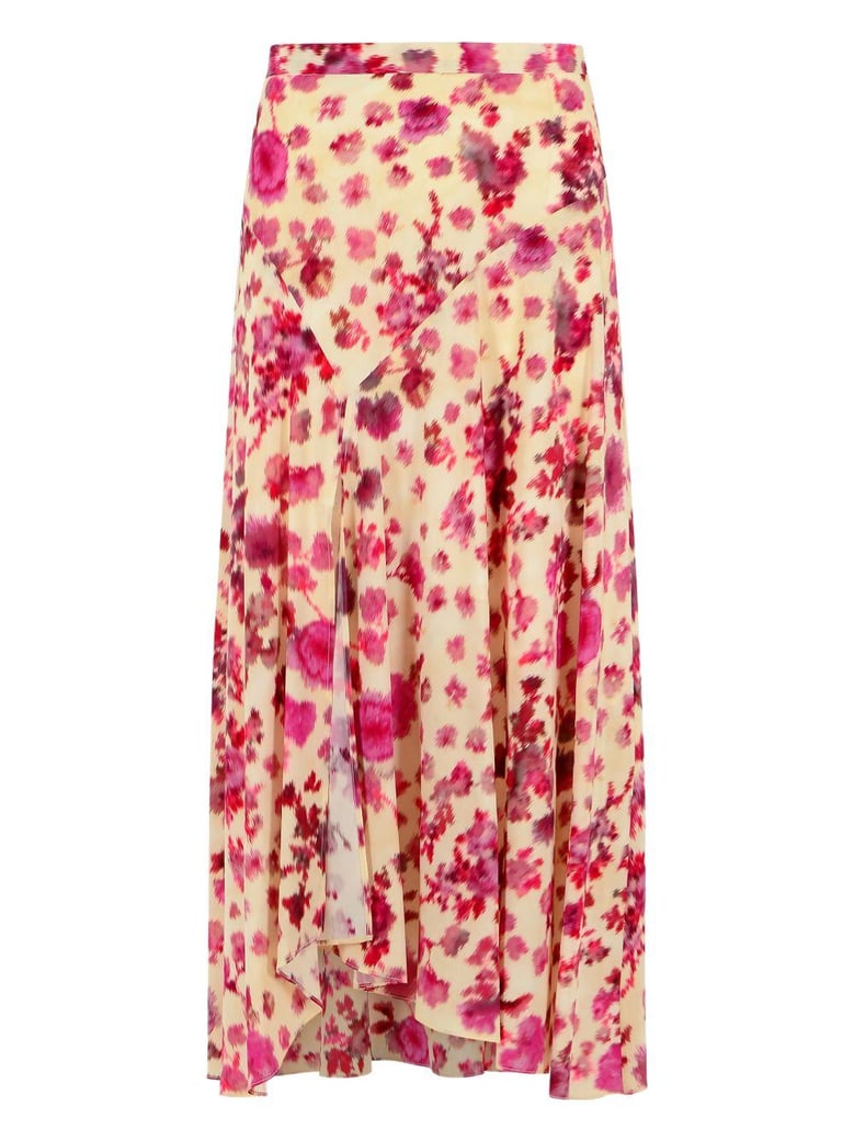 sakura long printed stretch silk skirt by Selfnex