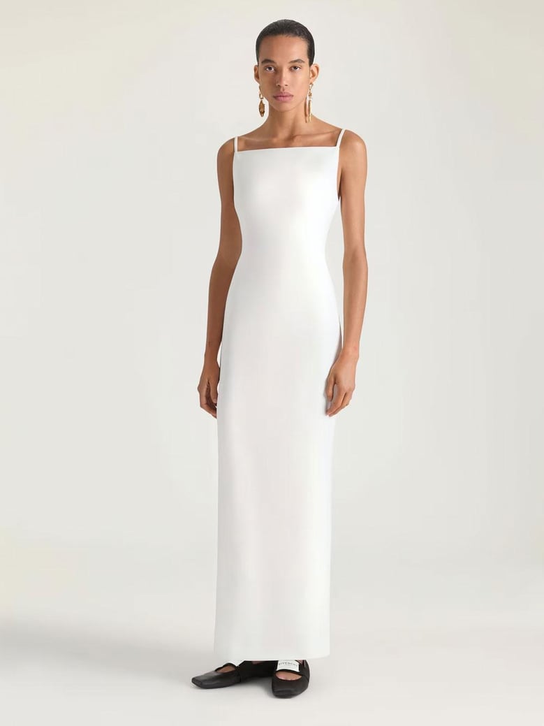 sliced crepe cady long dress by Selfnex